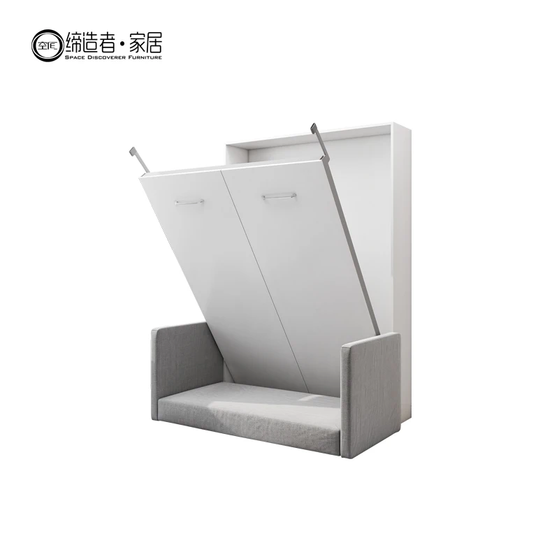 Kids Space Saving Strong Construction Double Full Size Vertical Gas Piston Hydraulic Manual Wall Bed Folding Cabinet With Sofa