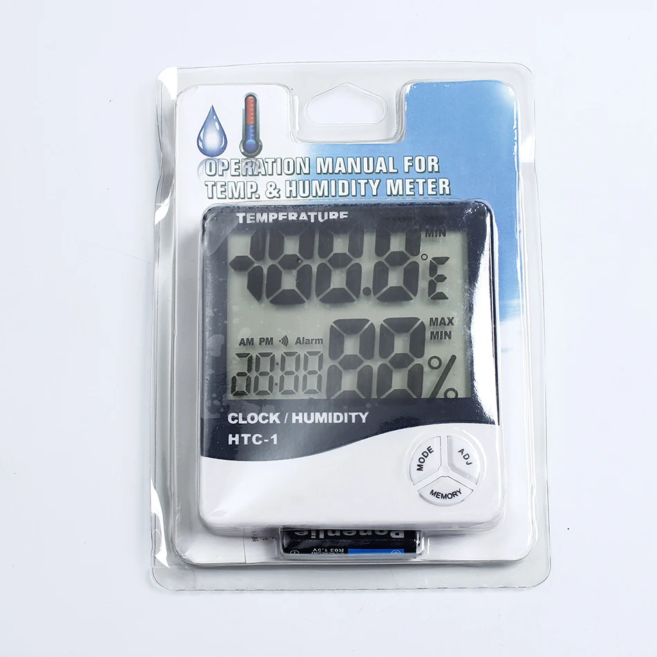 Digital Indoor LCD Thermometer Hygrometer With Timer Alarm Clock Room Temperature Humidity Gauge Meter Instruments HTC-1