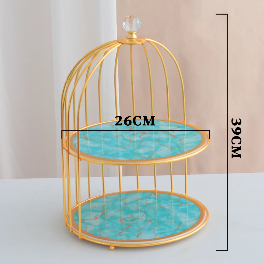 European double-layer snack plate afternoon tea double-layer tray fruit plate ceramic plate.