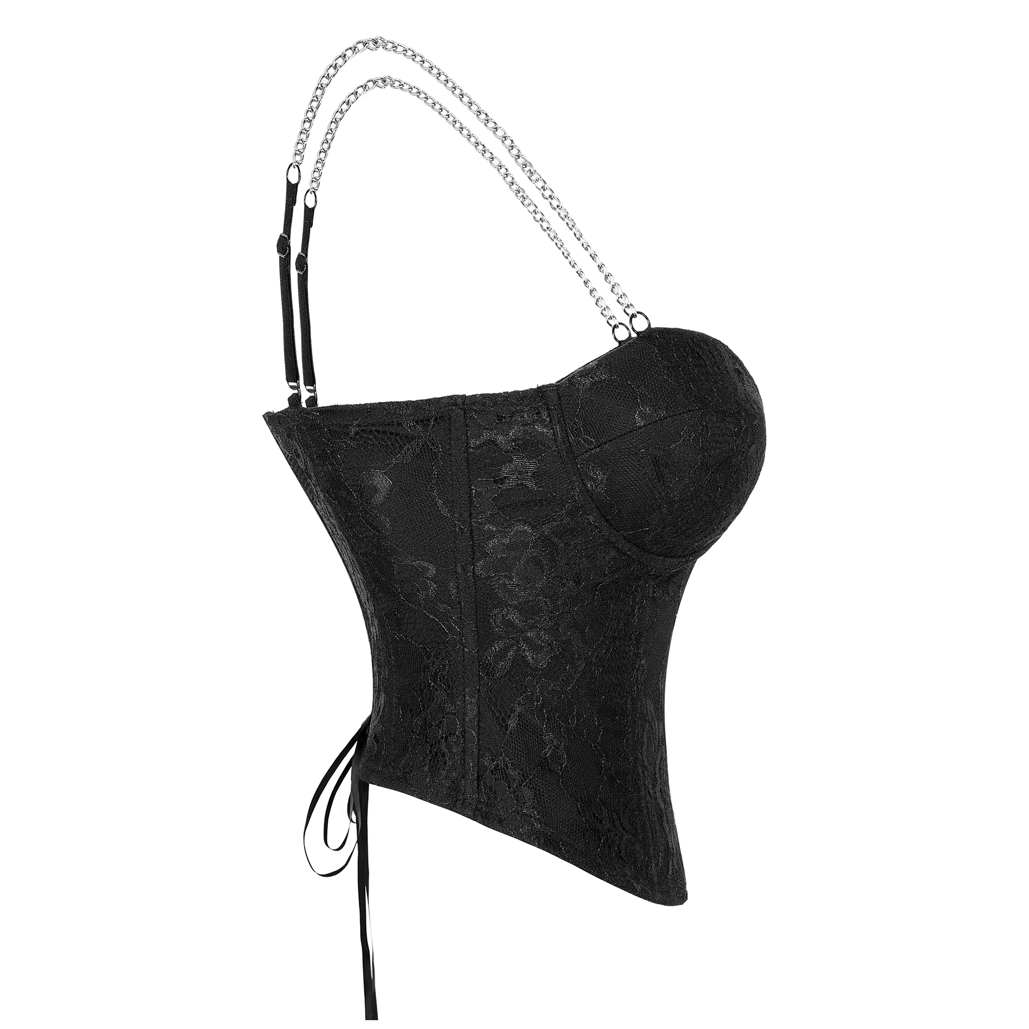 Personalized Milk Silk Corset 10 Steel Bone Zipper Metal Chain  Tops Shapewear Bodysuit Torso Waist Trainer for Women