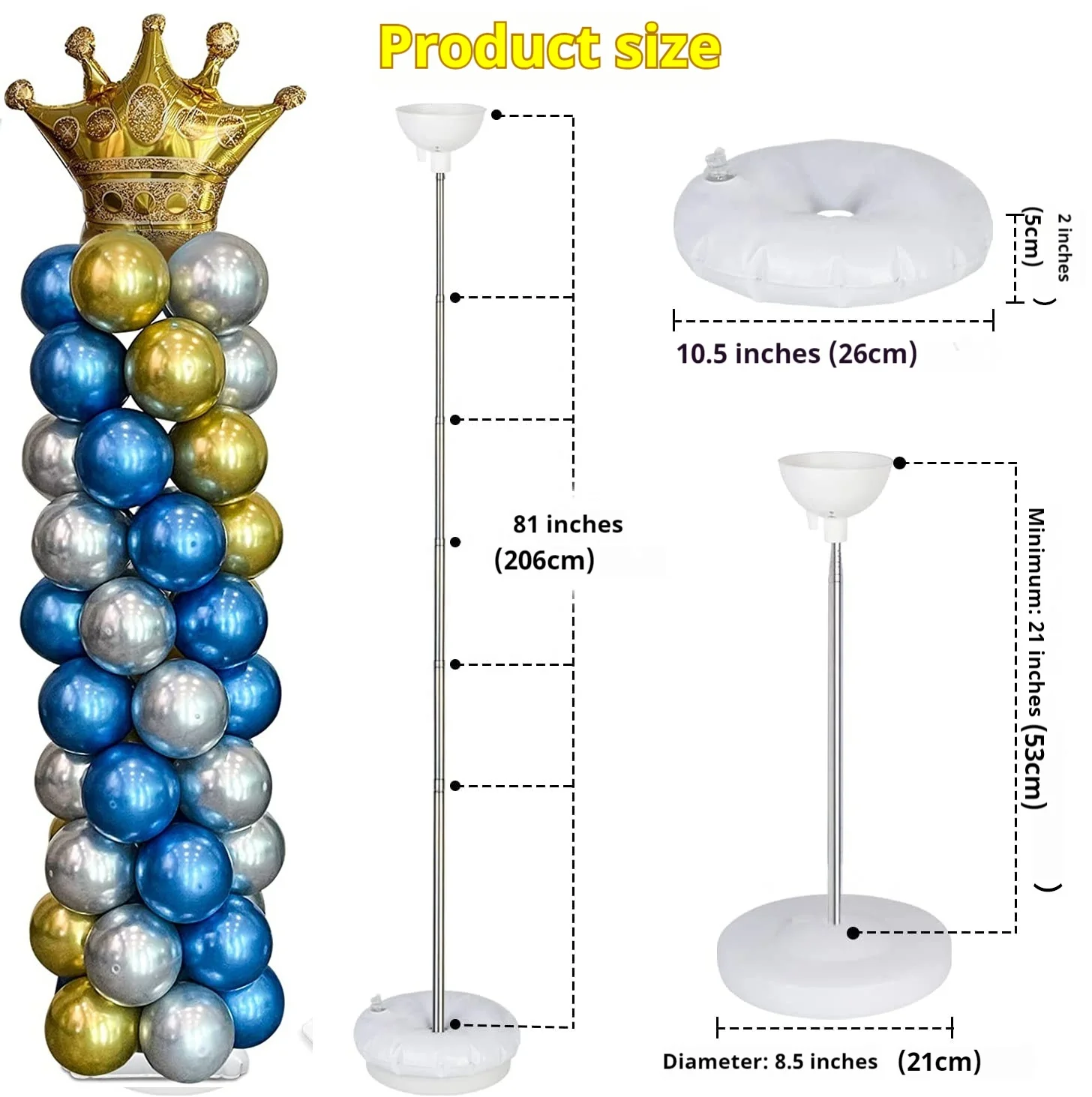 YA SHINE Reusable Metal Telescopic Design Telescoping Balloon Stand Set of 2 Balloon Column Stand Kit