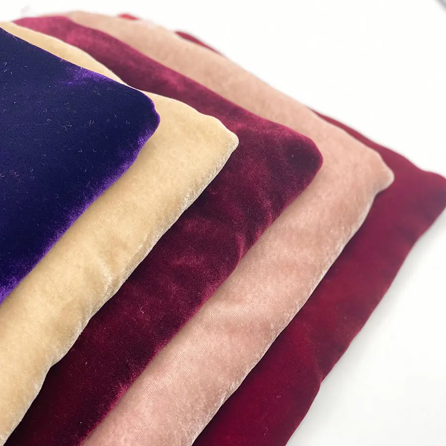 Manufacturer price shiny velour swansdown sand wash colorful soft plain pure 100 mulberry silk velvet fabric