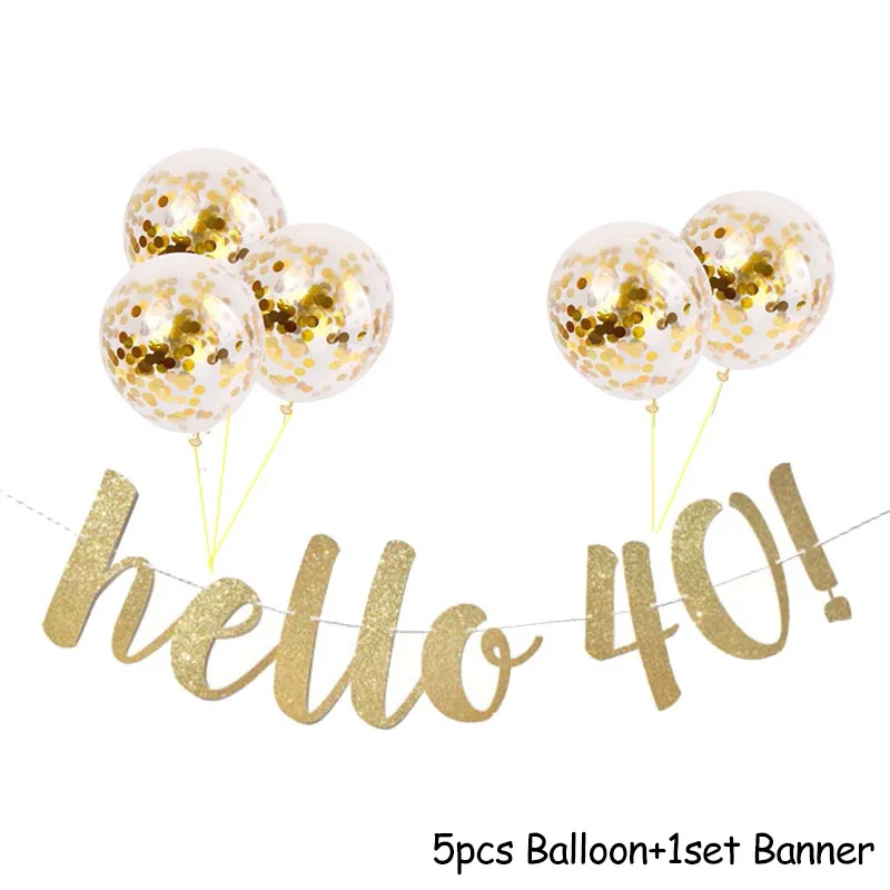  Happy Birthday 30/40/50/60 decoration set letter number banner glitter 12 inch confetti balloons Hello 30 Cheers to 40th
