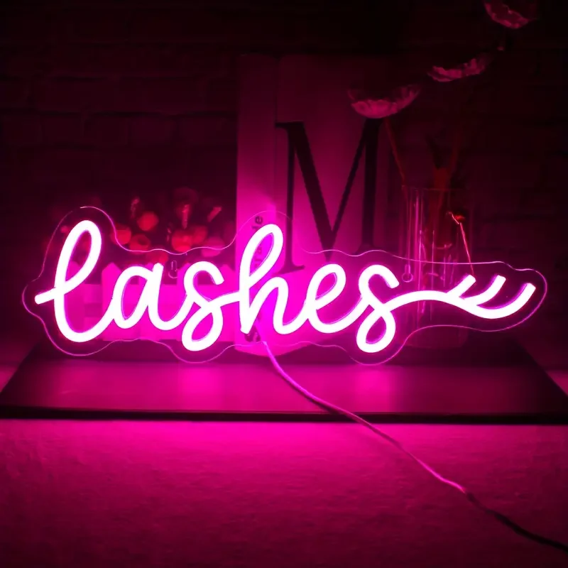 5V USB Lashes Pink Neon Signs Wall Business Shop Logo Custom Night Light Free Design Acrylic Custom Neon Sign