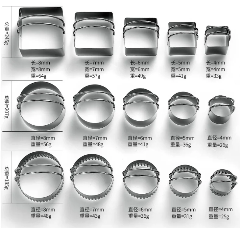 Professional Baking Dough Tools Stainless Steel Cookies Cutters Biscuit Cutter Set with Handle Round Heart shape