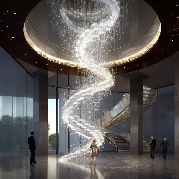 Custom Staircase Deco Pendant Light Hotel Lobby Living Room LED Morden Crystal Chandelier Pendant Lights