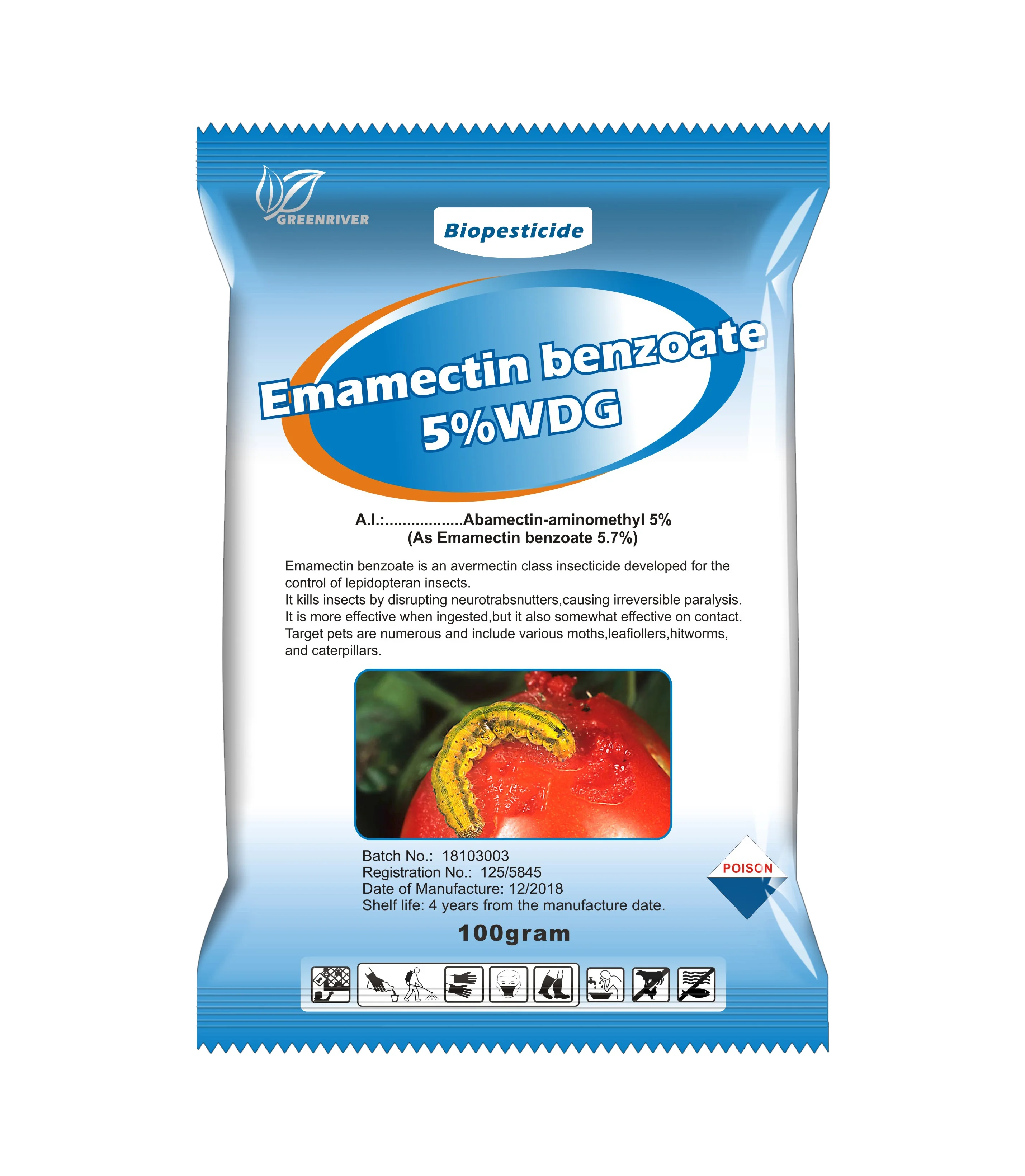 Factory price Insecticide emamectin benzoate 70%/95% TC, 5%/5.7% WDG, 5%/5.7% SG, 5%/5.7%DF