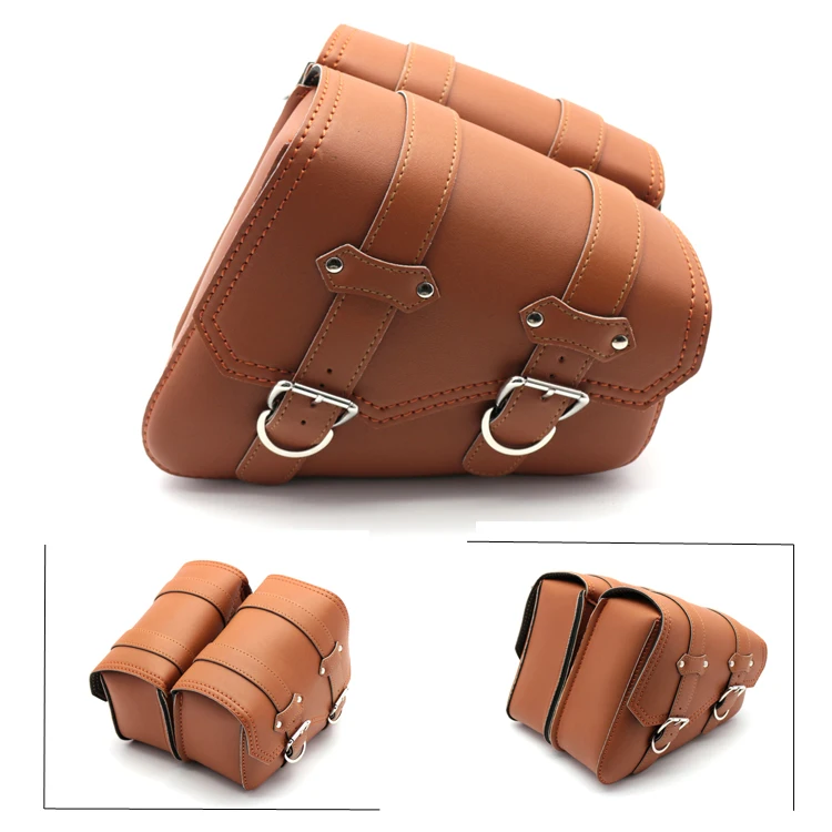 For Honda Suzuki Harley Sportster XL 883 XL1200 Black PU Leather Saddle Bag for motocross