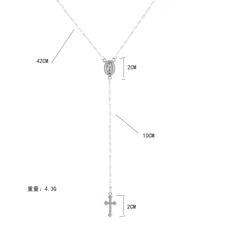 16 inches + 4 inches length rose gold/silver sacred religious christian jesus cross pendant necklace for women bible verse