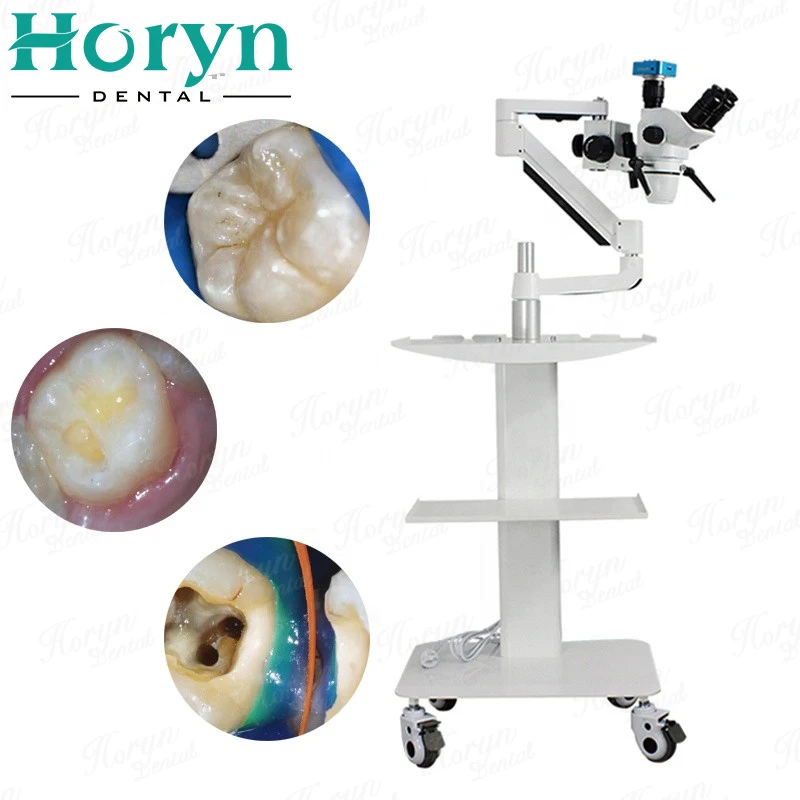 China Dental Adjustable LED  Binocular Microscope 360 Rotatable 10X Short Arm with Camera Dental Ophthalmic Microscope