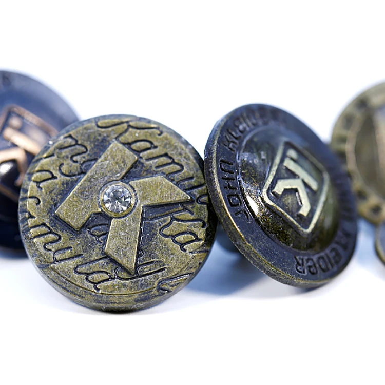 Custom Fashion Designer Luxury Decoration Engrave Gold Silver Brass Zinc Alloy Metal Badge Shank Jacket Jean Buttons Rivet Nut