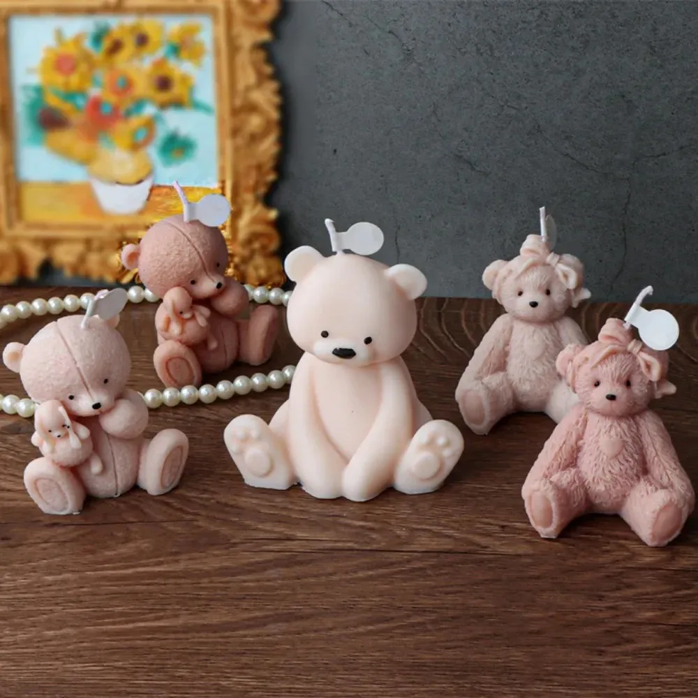 3D Animal Painting Plaster Soap Mold DIY Birthday Gifts Scent Mould for Candles Teddy Bear Resin Candle Mould for Candle Making