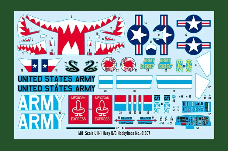 Hobby 81807 1/18 UH-1 Huey B/C Static Airplane DIY Plastic Aircraft Model Kits to Build for Adults TH20309-SMT6