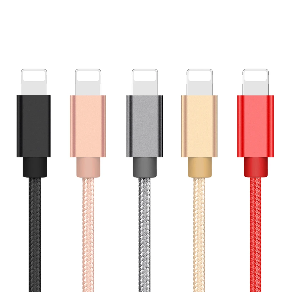 1m Nylon Braided Fast Charging data 8Pin USB Cord for iphone Cable