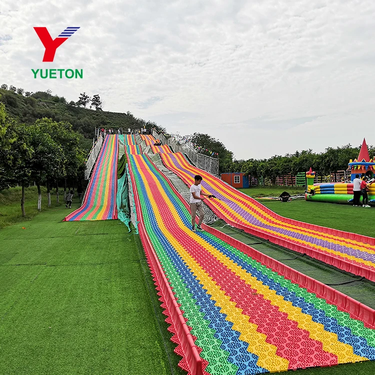 Customized Rainbow Slide Outdoor Playground For Children Play Rides Outdoor Amusement Equipment Rainbow Dry Snow Plastic Slide