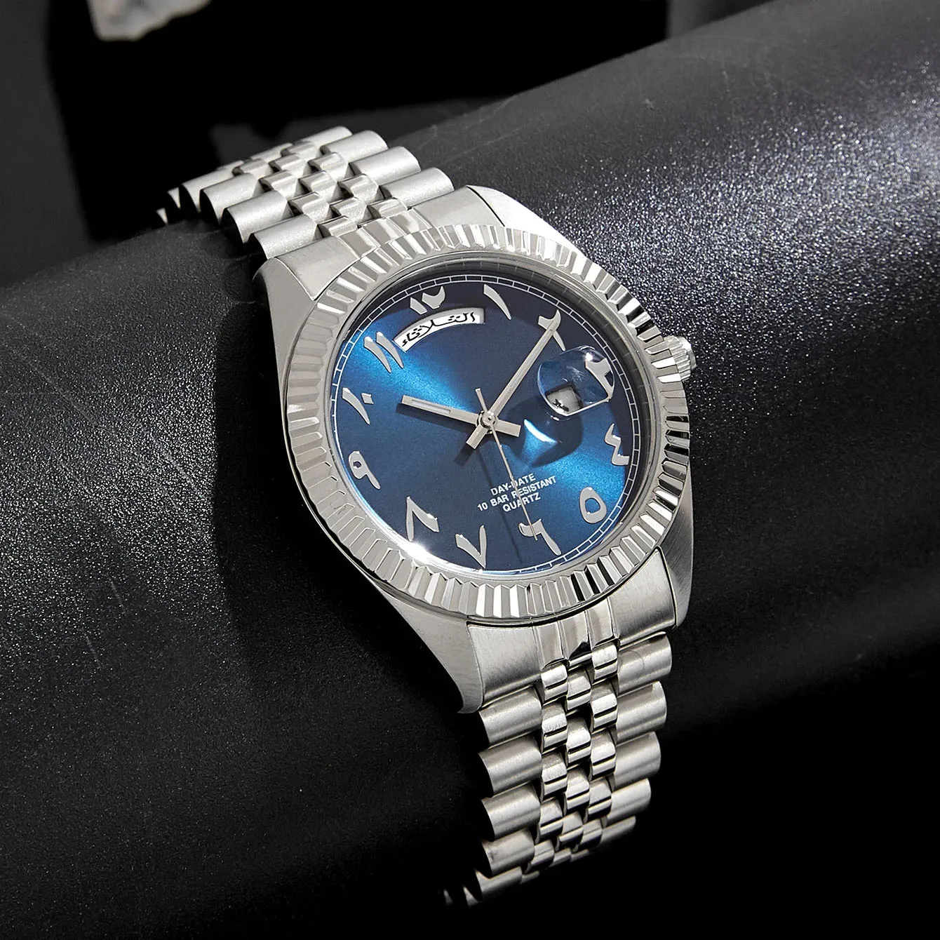 Custom OEM Brand Logo Steel Japan Quartz Arabic Day Number Muslim Watch Montre Musulmane