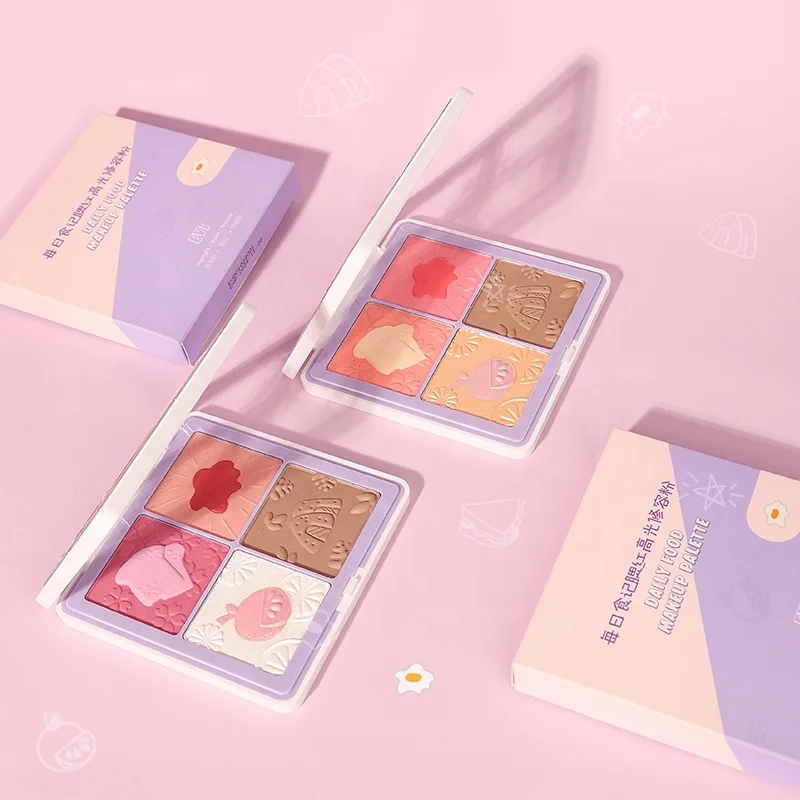 Professional 3 in 1 blush highlight contour makeup palette custom pressed powder