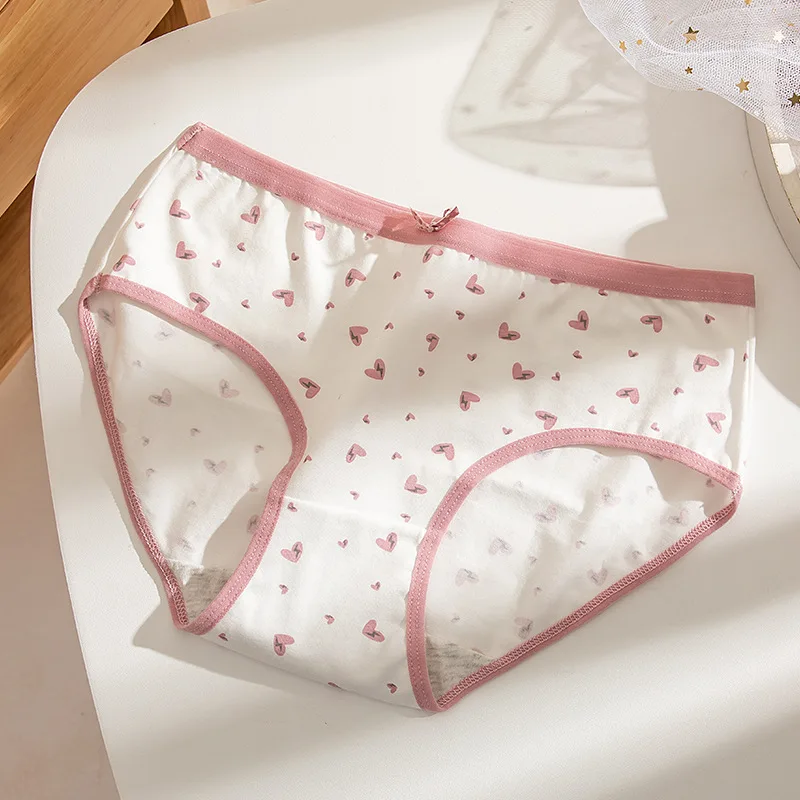 Y007-1 Wholesale Panties Kids Underwear Love Printing Cotton Sweet Teens Underwear / Cotton Daily Spandex Hipster for Children