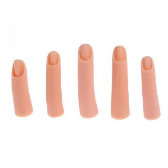 Оптовая продажа 5 размеров силиконовые ногти практика палец для обучения ногтей