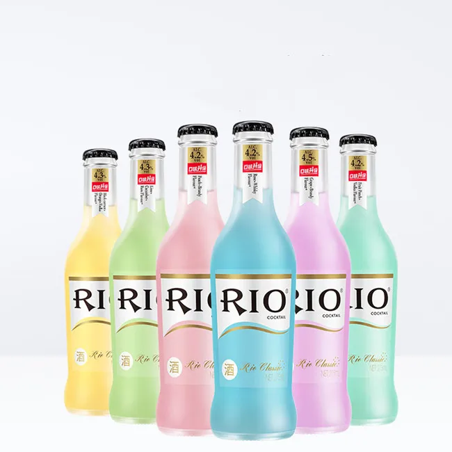 factory direct 275ml clear empty rio cocktail glass bottle with crown lid