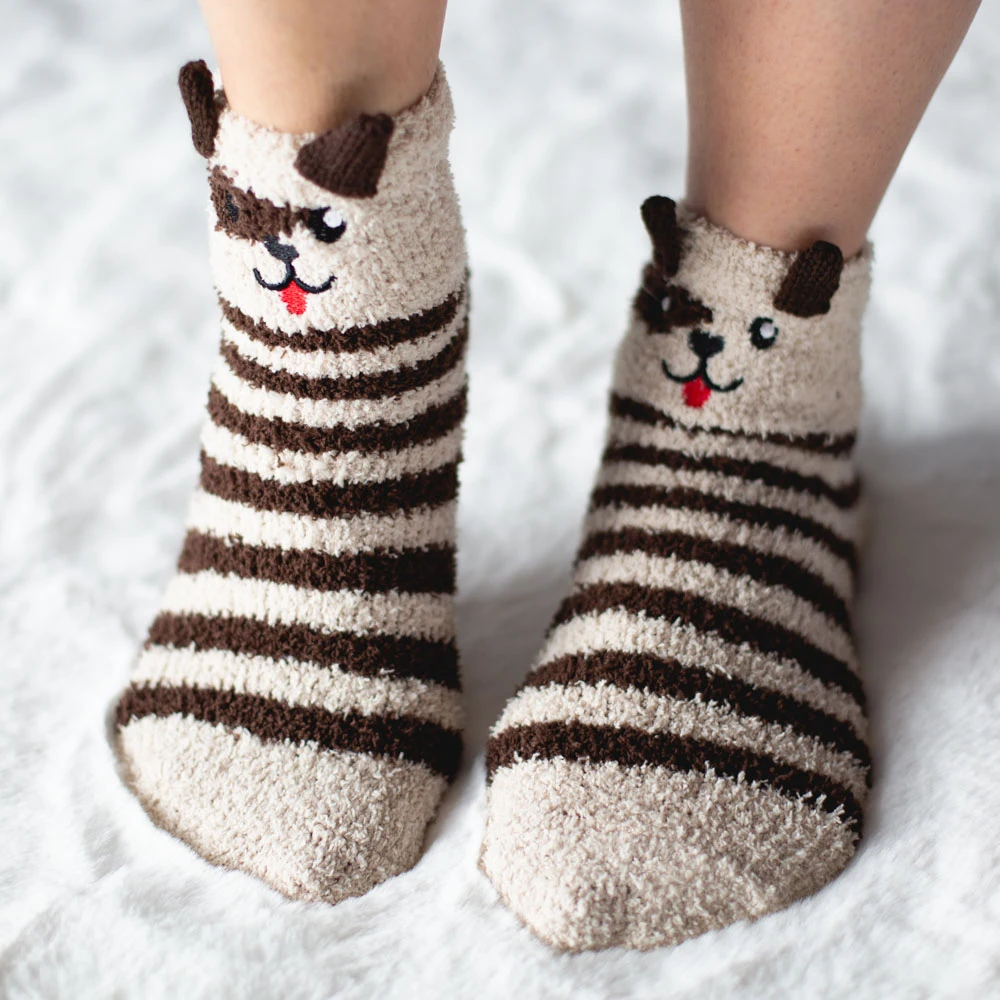 China factory price  lovely Cute fluffy socks women 3D animal Stocking socks