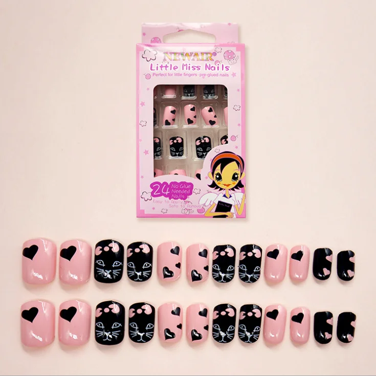 24 шт./кор. высокое качество нажмите на бесплатные diy накладные ногти для ног с украшения детей полное покрытие рисунком героев из мультфильма; Накладные