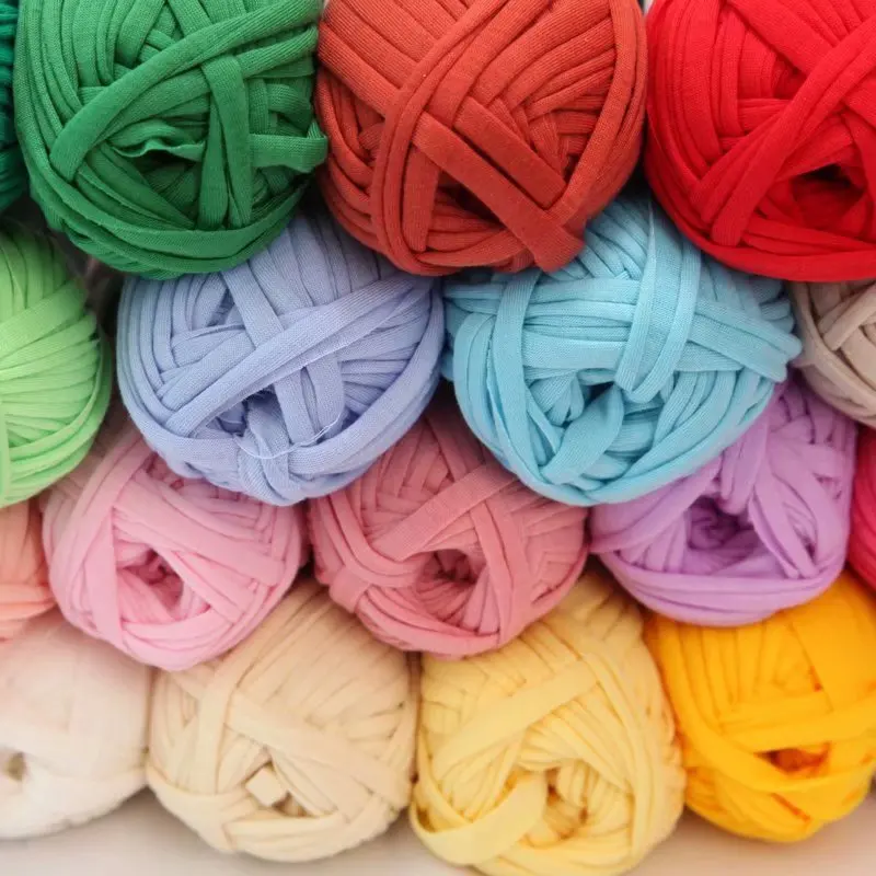 
Wholesale t-shirt spaghetti macrame dyed recycle t shirt polyester yarn for crochet 