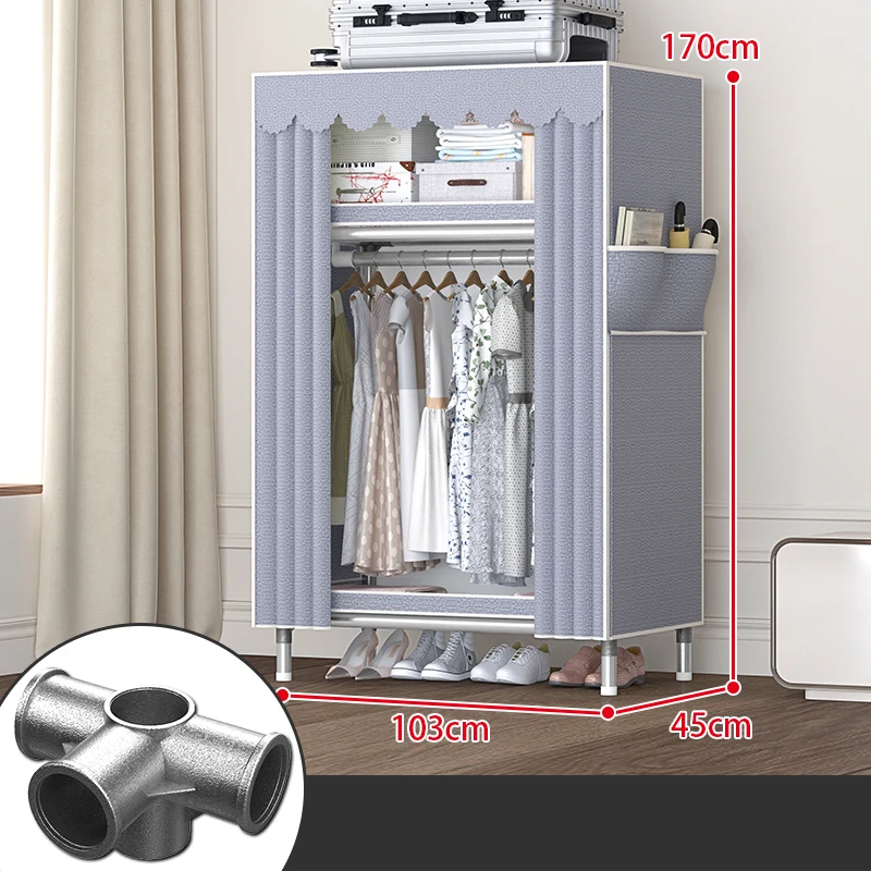 High Quality Control 	25MMsteel pipe	modern	Alloy joint	detachable	armoire chambre	for	Small apartment, bedroom