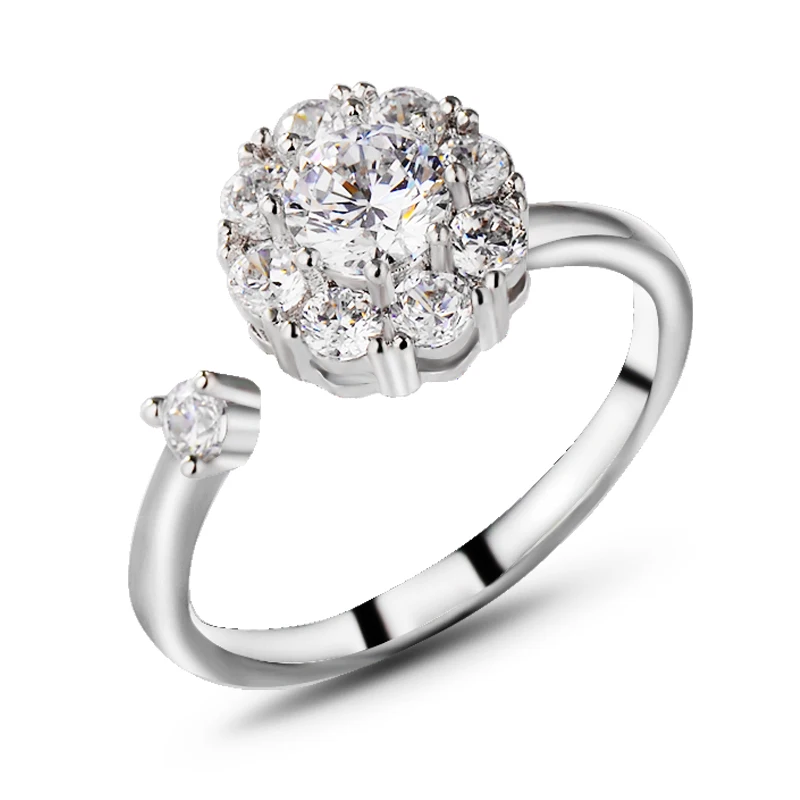 Japan And South Korea Rotating Girlfriends Tide Zircon Snowflake Adjustable Ring Fro Women