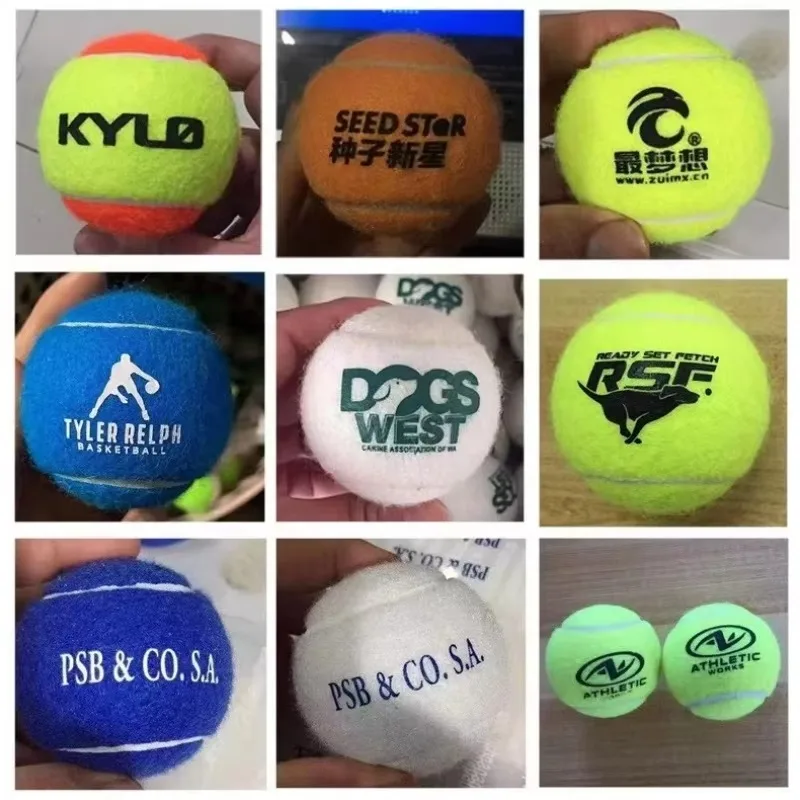 Custom logo polyester 2.5 inch colored tennis balls cheap tennis balls pink purple orange black bulk personalized tennis ball