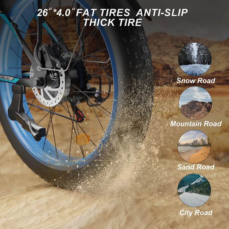 26-дюймовый пляжный Круизный Электронный велосипед с аккумулятором 48 В 16 А/ч 1000