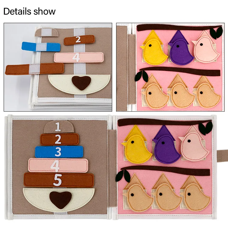 DIY handmade customized activity felt educational toy learning quiet book cover busy page for child baby kids