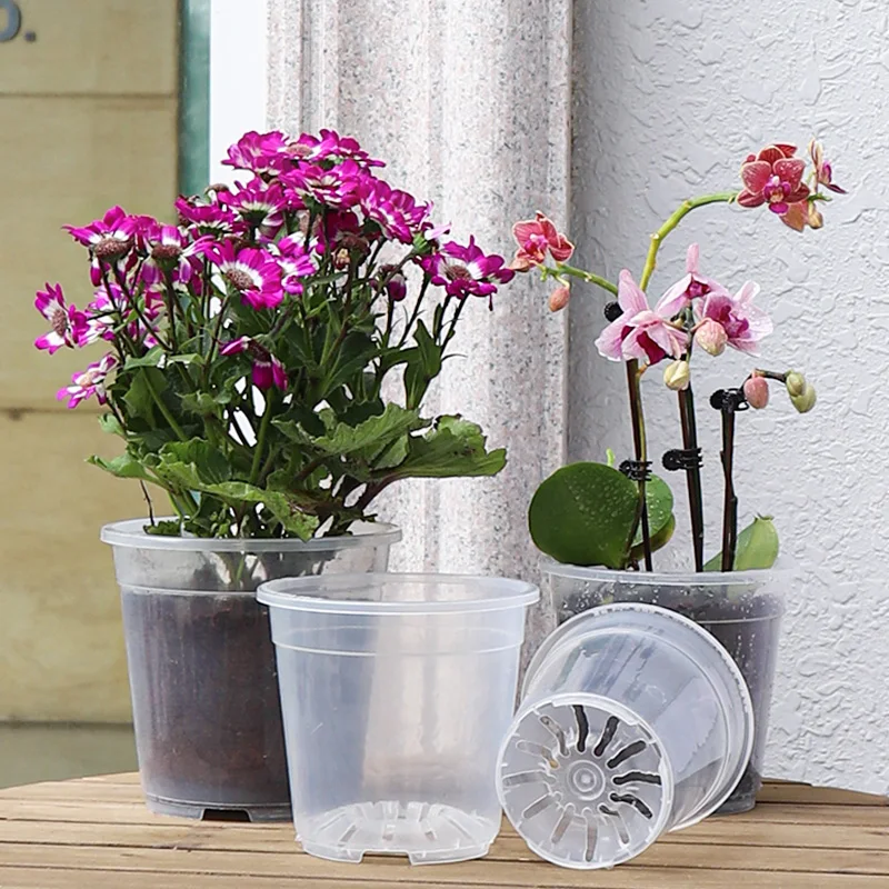 Butterfly orchid root control plastic root pot arum flower candle vine green velvet hollow transparent flower pot