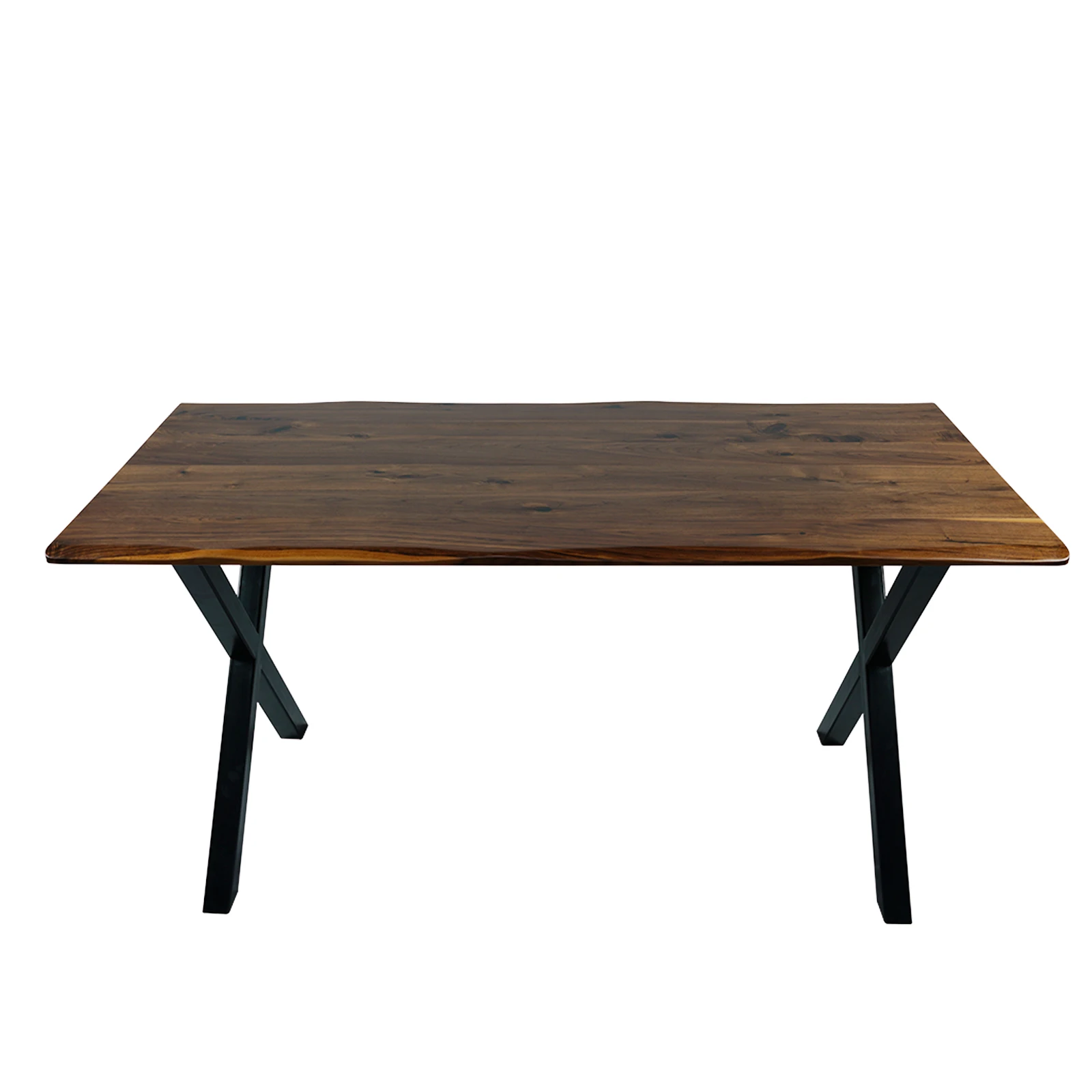Solid black walnut edge glued live edge tea table with X style table legs 30x60inch