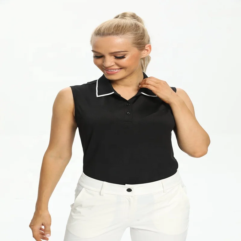 Hot Sale Women Sleeveless Plain Golf Polo Shirt Ladys Tops Sport Polo Shirts Womens Golf Shirt