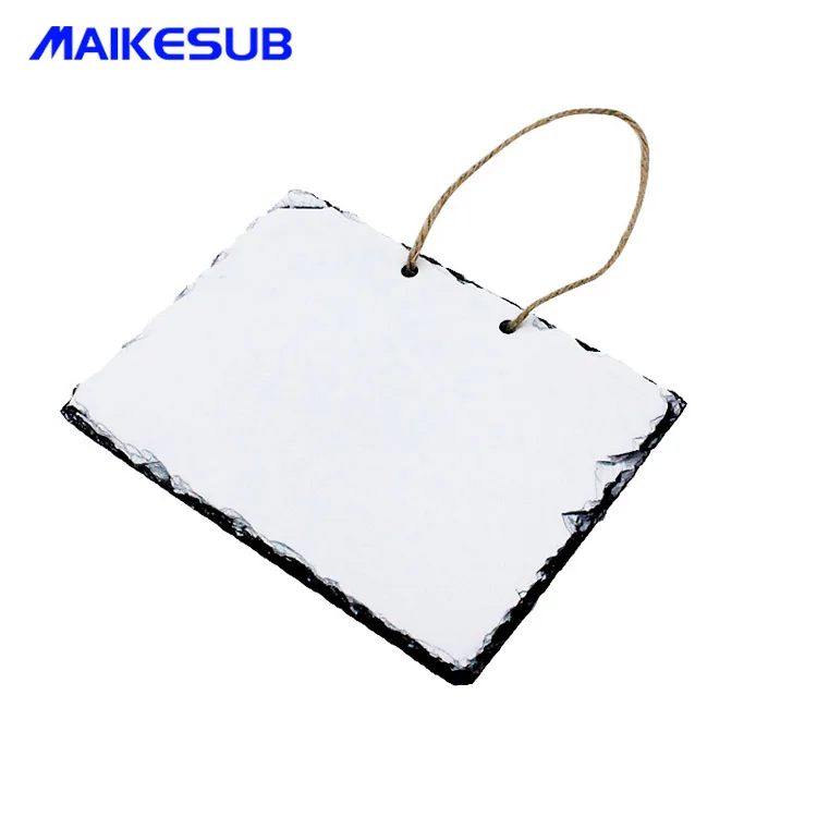 Customized picture heat transfer slate photo and sublimation blank rock slate photo frame with lanyard