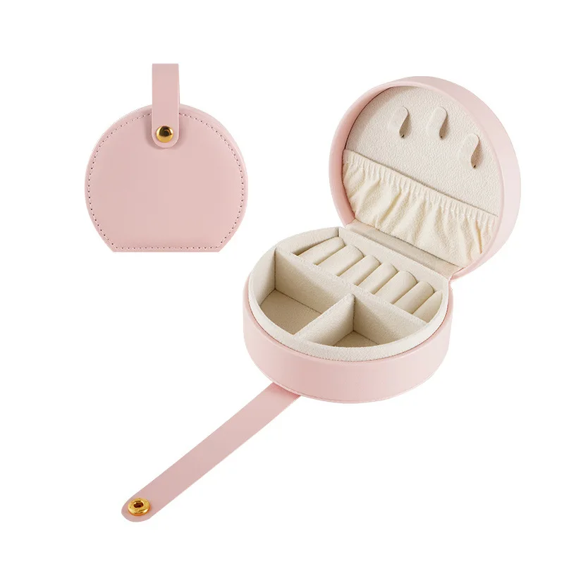 Hand jewelry bag Leather mini portable cute box Necklace Ring Earrings Stud jewelry storage box with handle
