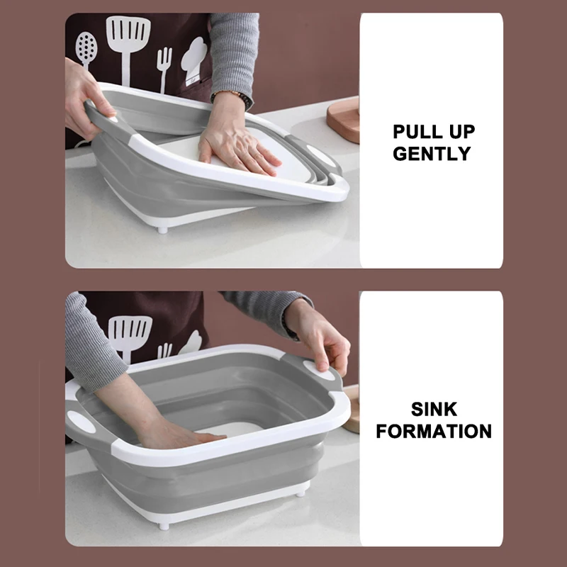 High Quality Multi-function Cutting Board With Tray Kitchen Chopping Board  Foldable Drain Basket