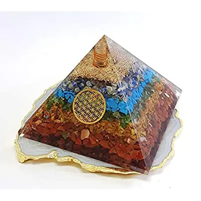 Wholesale 7 chakra Gemstone Orgone Pyramid Healing and Meditation Orgonite Chakra Gemstone Orgone Pyramid 7 Chakra Pyramid