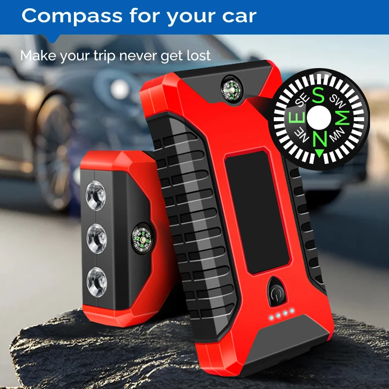 Safe CarJump Starter 12V  Battery Pack Car Jumper Box with Display Extended Smart Jumper Cables Quick Charge 3.0 LED Light