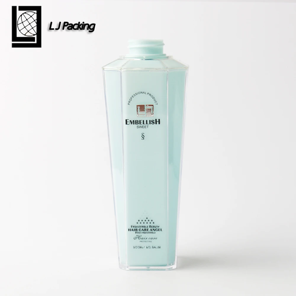 Luxury cosmetic packaging 300ml double wall plastic shampoo bottle with pump