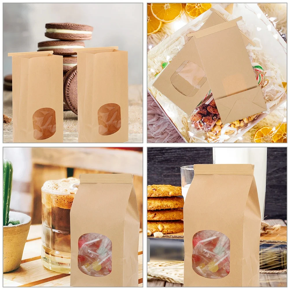 Eco Friendly Food Grade Popcorn Packaging Kraft Paper Bread Packaging Bag With