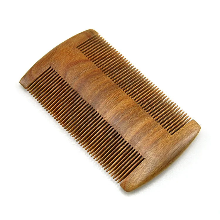 
Portable Green sandalwood double sided beard shaving comb wooden Pocket comb with logo for men 