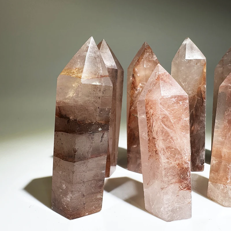 Wholesale Natural crystal high quality red fire quartz tower polished red fire quartz point wand for healing stone