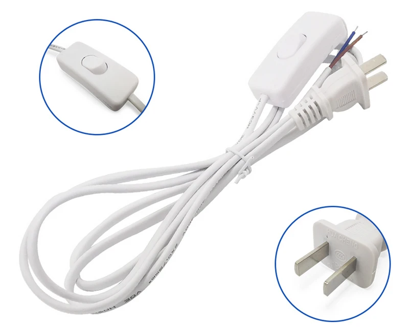 1.8M LED On/Off power cord EU Plug Cable Light Modulator Lamp Line Controller For LED Bulb Table Lamp Electricity wire AC220V