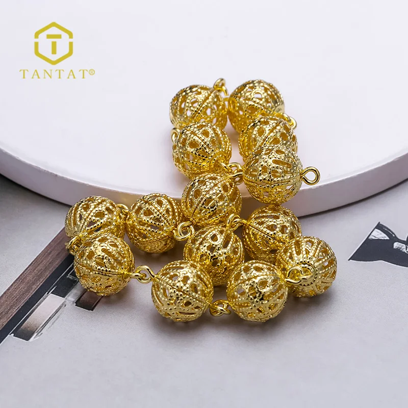 Gold Plated Jewelry Finding Beads Brass Filigree Beads