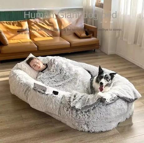Large Human Dog Bed for Adult Doze Off Giant Dog Bed for Large Dog Foldable Adjustable Fits Pet Families