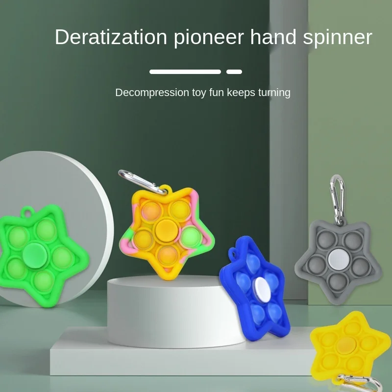 Juguetes Para Los Ninos Educational Kids Gift Key Chain Finger Bubble Spinner Star Fidget Toys