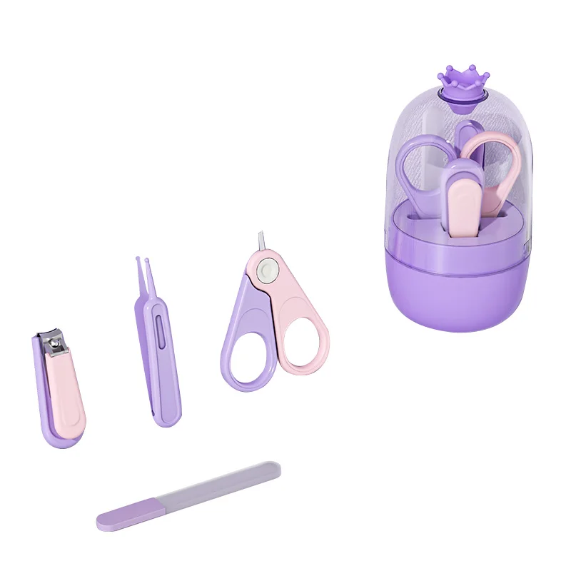 4-in-1 Baby Nail Care Set with Crown Case Portable Baby Nail Trimmer for Newborn Infant Toddler Kids Safety Baby Nail Care Set