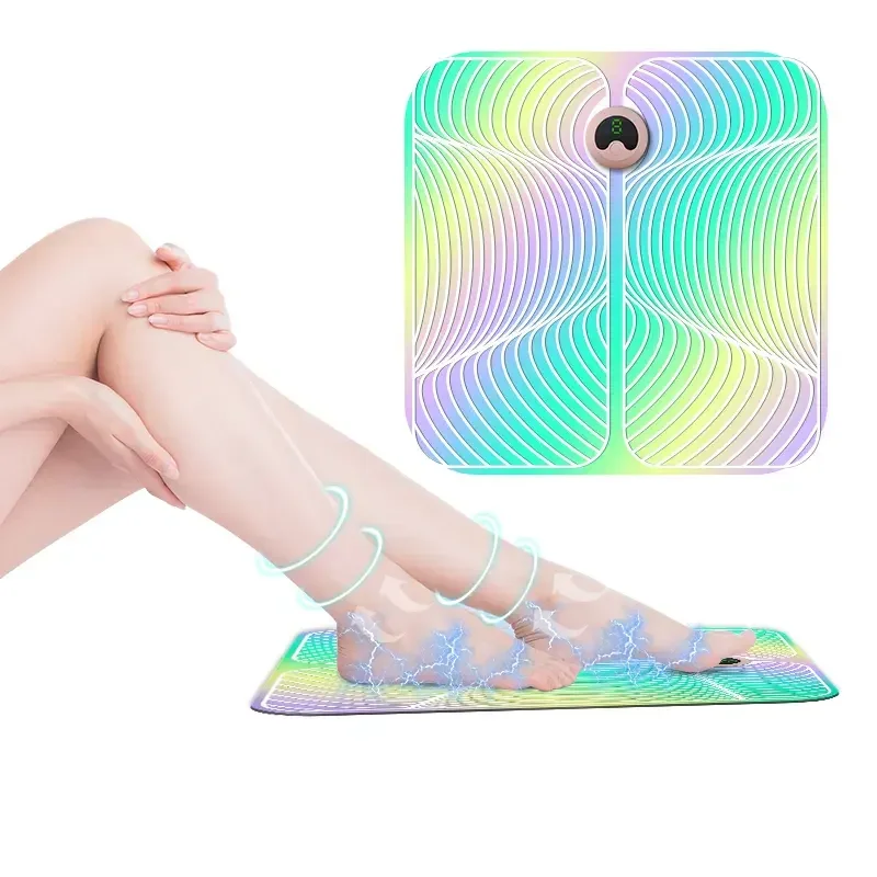 2024  Foldable Tens Vibrating Electric Foot Massage Machine Circulation Muscle Stimulator Shiatsu Mat Ems Foot Massager Pad
